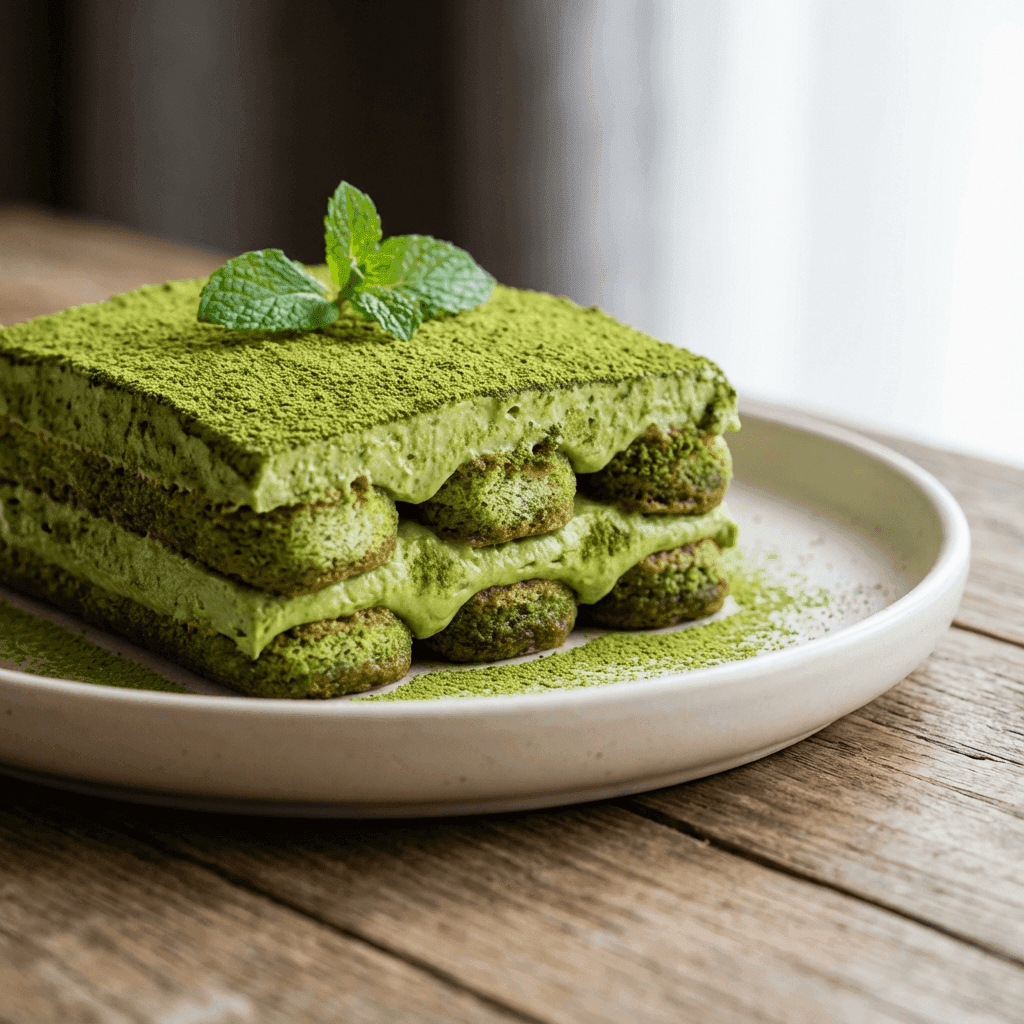 Matcha Tiramisu - Gourmet food photography dessert
